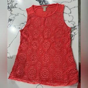 Banana Republic Coral Crochet Tank